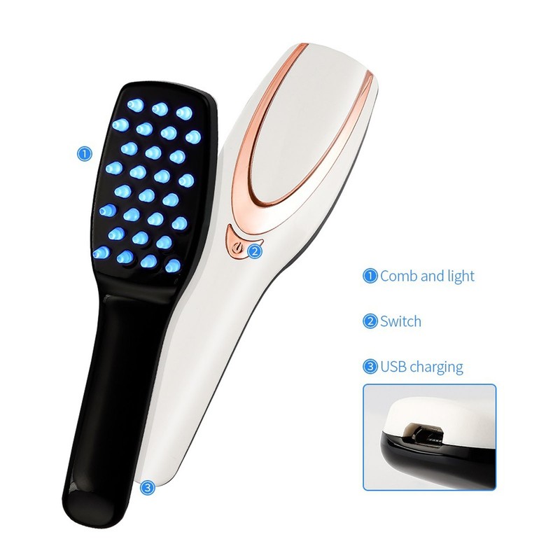 Electric Light Therapy Massage Comb Red Blue Light Vibrate Phototherapy