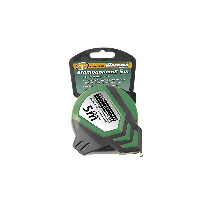 Brüder Mannesmann M80515 Tools, Steel Measuring Tape 5m, 1 Piece