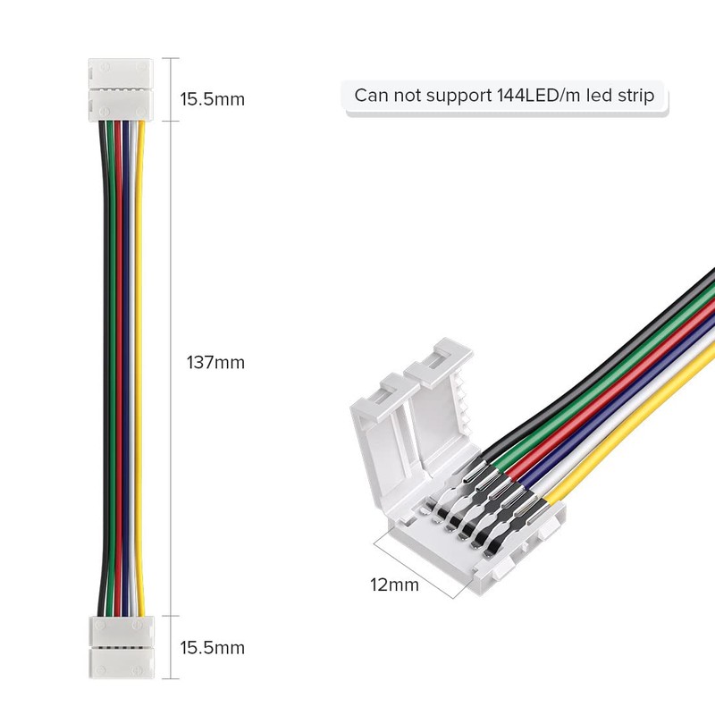 BTF-LIGHTING 5PCS 6Pin 12mm Wide Dual End with 15cm Long