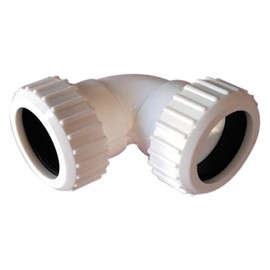 Waste Compression 90 Degree Bend Elbow - White 90 Degree 32mm Waste Knuckle Pushfit (Pack of 2)