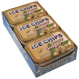 ICE CHIPS Xylitol Candy Tins 10.56 oz total (Ginger, 6 Pack); Includes ICE CHIPS BAND as shown