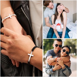 Tarsus Anniversary Jewelry Gifts for Men Women, Matching Couples Cross Bracelets Anniversary Him Her Gifts Husband Wife Couple Boyfriend Girlfriend Wedding Happy Anniversary