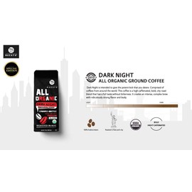 All Organic Ground Coffee, Roasted in NYC, 100% Arabica, Non-GMO, USDA organic coffee, very strong coffee [SPECIAL EDITION] Ridiculously strong, Dark Night (Potent Dark Roast) 12oz