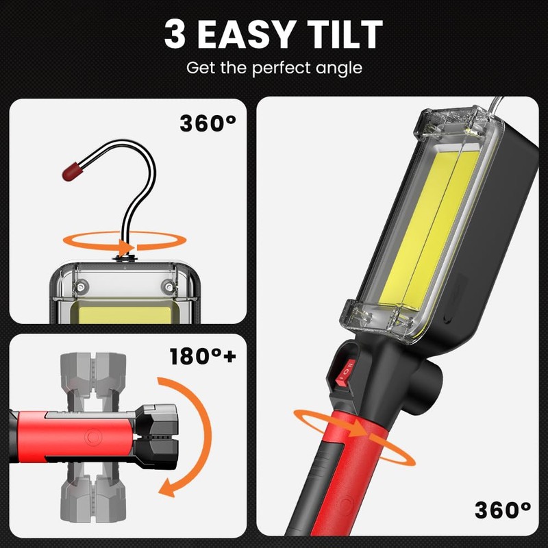 Rechargeable COB LED Work Light - Magnetic Hands-Free Trouble Light