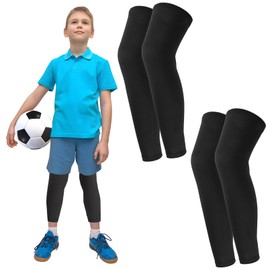 PLMMOUT 2 Pairs Leg Sleeves,Long Leg Compression Sleeve,Non-Slip Compression UV Leg Sleeves,Sports Long Knee Sleeve for Boys Girls Youth Basketball Running Sports Cycling