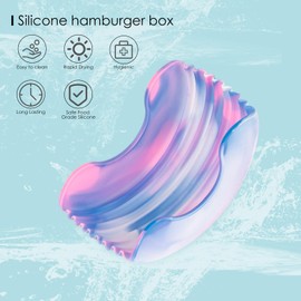 SHIDOW 6PCS Retractable Burger Fixer, Adjustable Hamburger Holders for Gripping Burger, Reusable Washable Burger Clip Silicone Rack Holder Burger Box