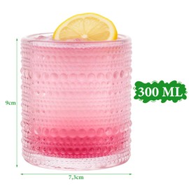 ZUQIAN 10 Pack Hobnail Drinking Glasses Set, 10 OZ Vintage Glassware Drinking Set Cocktail Glasses Textured Glass Cups Water Set for Juice, Cocktail, Whisky