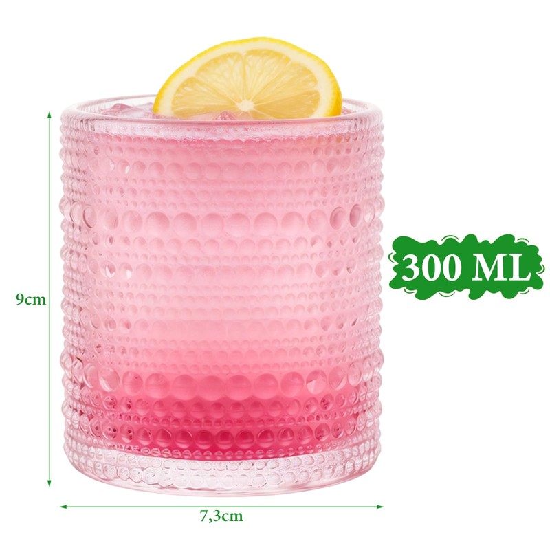 ZUQIAN 10 Pack Hobnail Drinking Glasses Set, 10 OZ Vintage