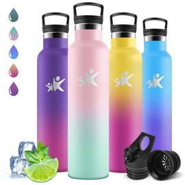 Motswedi Drinking Bottle 1 Litre, Cold & Warm, Stainless Steel, Leak-Proof, Drinking Bottle with Straw, BPA-Free, Stainless Steel Drinking Bottle, Thermos Flask for Yoga, Fitness, Outdoor, Light Pink