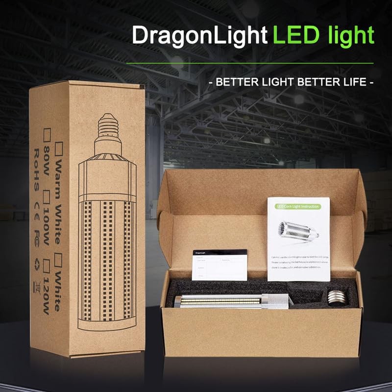 DragonLight 60W Corn LED Light Bulb Fanless (200 Watt Metal