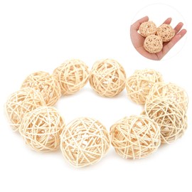 10Pcs Rattan Balls, Parrot Parakeet Chewing Toys Rattan Balls for Parakeet Budgie Cockatoo Hanging DIY Crafts