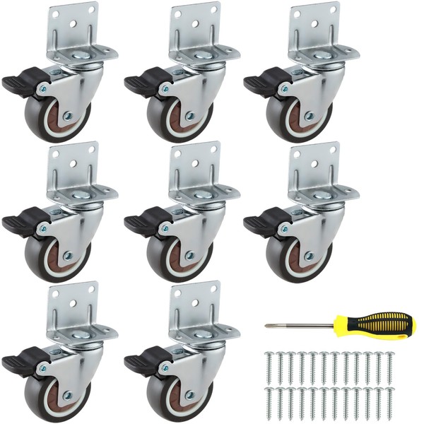 2 Inches Side Mount Caster Wheels Set of 8 L-Shaped