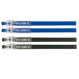 Pilot Kleer Erasable Ballpoint Pen 0.7 mm Tip Multicoloured (Blue/Black) – Pack of 4