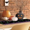 Halloween Bat Table Runner, Black Purple Skull Polka Dot Kitchen