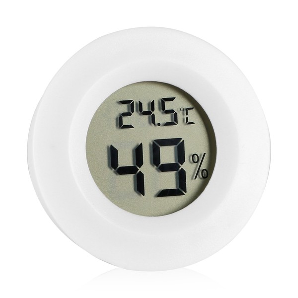 Digital Thermometer Hygrometer Indoor Temperature Humidity Meter Detector Round Electronic Thermometer with LCD Display for Car Kitchen Interior Garden Cellar Fridge Cabinet