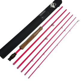 Z Aventik Economic 6 Pieces Travel Fly Fishing rods 8’9” LW4/5, 9'1’’ LW5/6, 10’3” LW2/3, Three Fashion Colors, Fast Action, Light Weight, Super Compact (Pink, 9'1'' LW5/6)