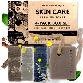 Men's 4-Bar Rope Soap Collection - Crafted with Dead Sea Elements & Pure Oils - Black, Clay, Mud & Mineral Infusions - Natural Soap for Men