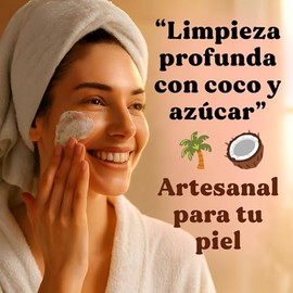 Exfoliante Facial - Natural - Orgánico - Suave - Limpieza - Aceite de Coco - Vitamina E - Azúcar de Caña - Fácil de usar -Skin Care 200 g - Ga Tlali -
