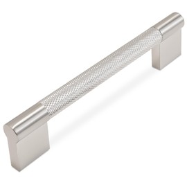 BUKOBYHE 10 Pack 5 Inch Brushed Satin Nickel Kitchen Cabinet Handles Knurled Cabinet Pulls Silver Drawer Pulls Cabinet Hardware