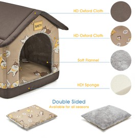 Jiupety Dog House Indoor, 2XL Size Indoor Dog House for Large Dog, Warm Cave Sleeping Nest Bed for Cats and Dogs, Brown