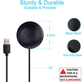 Fyvadio Conference USB Microphone, USB Microphone for Computer, 360° Omnidirectional Condenser PC Laptop Mic with Mute Button for Online Meeting/Class, Zoom Call, Skype Chatting, Plug & Play