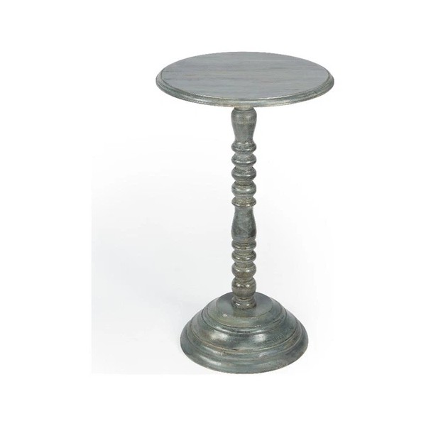 Bowery Hill Solid Wood Pedestal 16"W Accent Table - Gray