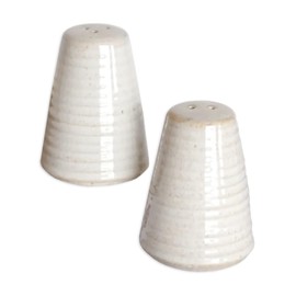 100 North Cone Shape Rib Design, Antique White 3.15 x 2.36 Inches Glazed Ceramic Salt-N-Pepper Shaker Set