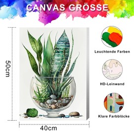 lxmydm Paint by Numbers Adult Flower DIY Oil Painting Canvas Set with 3 Brushes and Acrylic Pigment for Women Home Decoration Birthday Christmas Gift - 40 x 50 cm Without Frame (Flower Vase)