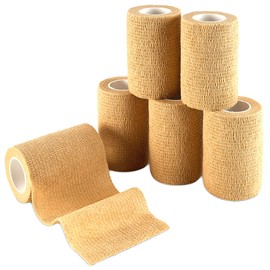 Self Adherent Wrap - Bulk Pack of 6, Athletic Tape Rolls and Sports Wraps, Self Cohesive Non-Woven Adhesive Bandage (3 in x 5 Yards) for Ankle Sprains & Swelling