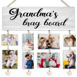 Orchroma Grandma Picture Frames Collage Wall Decor,Grandma Gifts,Grandma Picture Board for Photos,Hanging Photo Display with Clips,Grandma's Brag Board,Home Liveing Room Bedroom Wall Decor