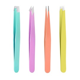 Professional Stainless Steel Tweezers Set, 4 Pcs Eyebrow Tweezers Set for Facial Hair, Precision Tweezers Set for Ingrown Hair Remove Eyelash Extension