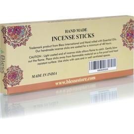 Bless-Sandalwood 100%-Natural-Handmade-Hand-Dipped-Incense-Sticks Organic-Chemicals-Charcoal-Free Purification-Relaxation-Positivity-Yoga-Meditation Best-Woods-Scent (80 Sticks (4.20 OZ))