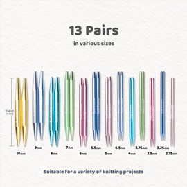 RUIDI Circular Knitting Needles Set, Warm & Light Aluminium Interchangeable Circular Knitting Needles Set with Case & Accessories, 13 Pairs Round Knitting Needles Sizes from 2.75mm to 10mm