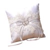 STOBAZA Elegant Lace Wedding Ring Pillow Romantic Heart Shaped Design