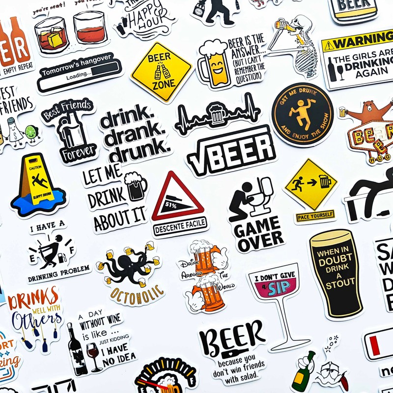 Generic Beer Sticker Decals for Cooler, Drink, Adults - Matte,