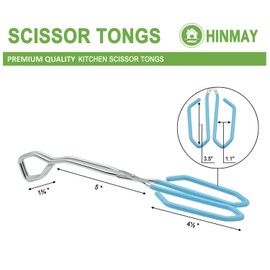 HINMAY Scissor Cooking Tongs 11-Inch Stainless Steel Scissor Style Tongs, Set of 2