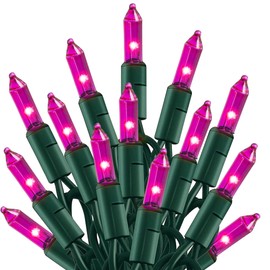 TW SHINE Christmas Lights, 20FT 100 Count Incandescent Mini Christmas Tree Lights, Waterproof Xmas String Lights for Outdoor Indoor Home Party Yard Decorations, Pink