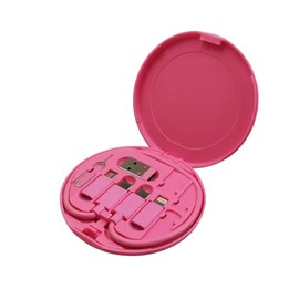 ZALUJMUS Multifunctional Data Cable Storage Box Adaptor for USB-C and Micro-USB Devices Universal Data Transfer Cable (Dark Pink)