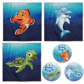 damaloo 3 x Children's Magic Towel with Sea Creatures – Magic Towel with Animal Motif – Magic Towel for Kids – Magic Towel Set for Girls and Boys – Magic Wash Cloth Made of Cotton 30 x 30 cm