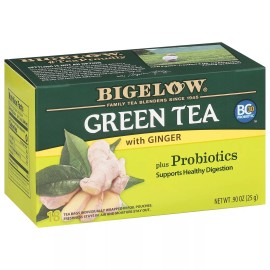 Bigelow Green Tea with Ginger Plus Probiotics Pack of 6 Gluten Free Tea Bags
