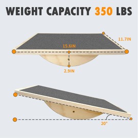 Balance Board Professional Wobble Board for Adults Anti-Slip for Physical Therapy Standing Desk Core Strength Wooden Rocker Board(350LBS) (Balance Board(Grey))