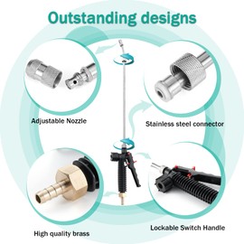 29 Inches Sprayer Wand,Adjustable Universal Sprayer Wand with 3/8" Brass Barb, Stainless Steel Replacement Sprayer Wand with Shut off Valve (3/8" Barb Sprayer Wand)