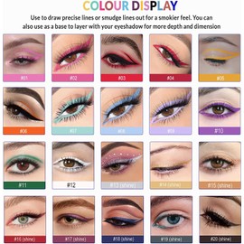 Delineador de ojos Eyeliner Pen, Lápiz Sombra de Ojos, Kit Delineador de Ojos Metalizado Lápiz Delineador de Ojos con Purpurina para Mujeres Eye&Lip Liner Profesional Retráctil Impermeable Set de Maquillaje de Ojos Colorido Eyeliner Color de Ojos (13#)