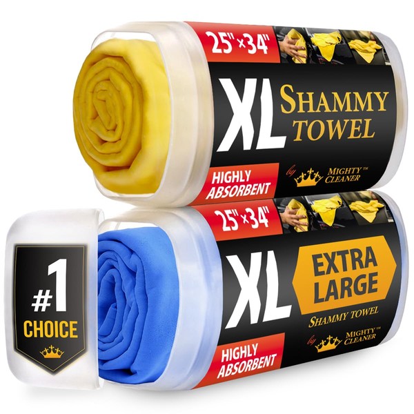 Premium XL Shammy Towel for Car - 2pk (34”x25”) -