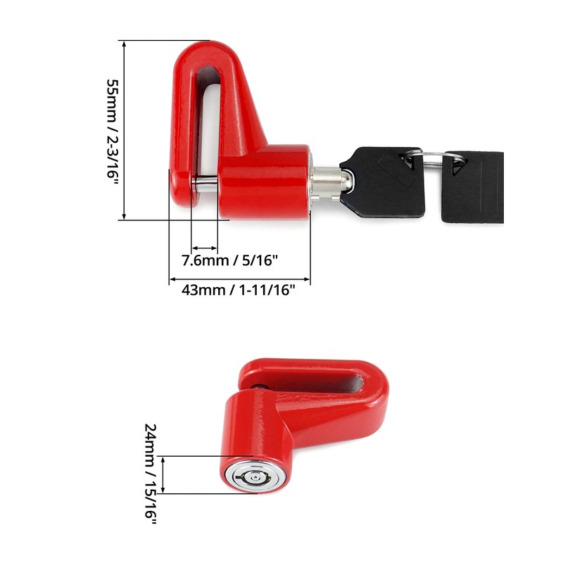 QWORK Motorcycle Bike Anti-Theft Wheel Disc Brake Lock, 2 Pack