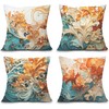 Umootek 4Pcs Floral Throw Pillow Covers Plush Square Pillow Covers