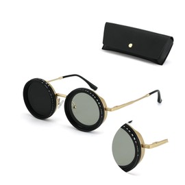 Loycco 1-9 Gears Adjustable Sunglasses for Men Fishing Uv400 Round Polarized Filter