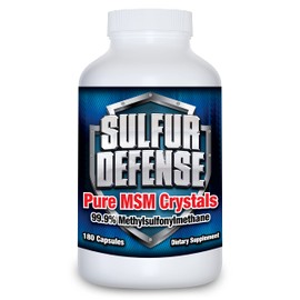 Sulfur Defense Opti-MSM 99.9% Pure MSM Powder Capsules, Made in USA, Organic Methylsulfonylmethane, non-GMO, Gluten-Free, Immune System Booster, Soothes Joint Pain, Younger Skin, Hair, Nails, 180 caps