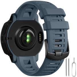 GEAK 22mm Sport Band Compatible with Garmin Instinct Watch Bands Replacement, Adjustable Sport Strap Compatible with Garmin Instinct 2/3/Esports/Solar/Tide/Tactical Band 45mm-Blue Grey