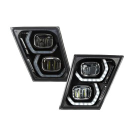 EVERESTHD Pair Fog Lights Full LED Auxiliary Driving Bumper Lamp Performance Fog Light DRL Fit for Volvo VNL VN VNM VNX 2003-2017 Left Driver & Right Passenger Side